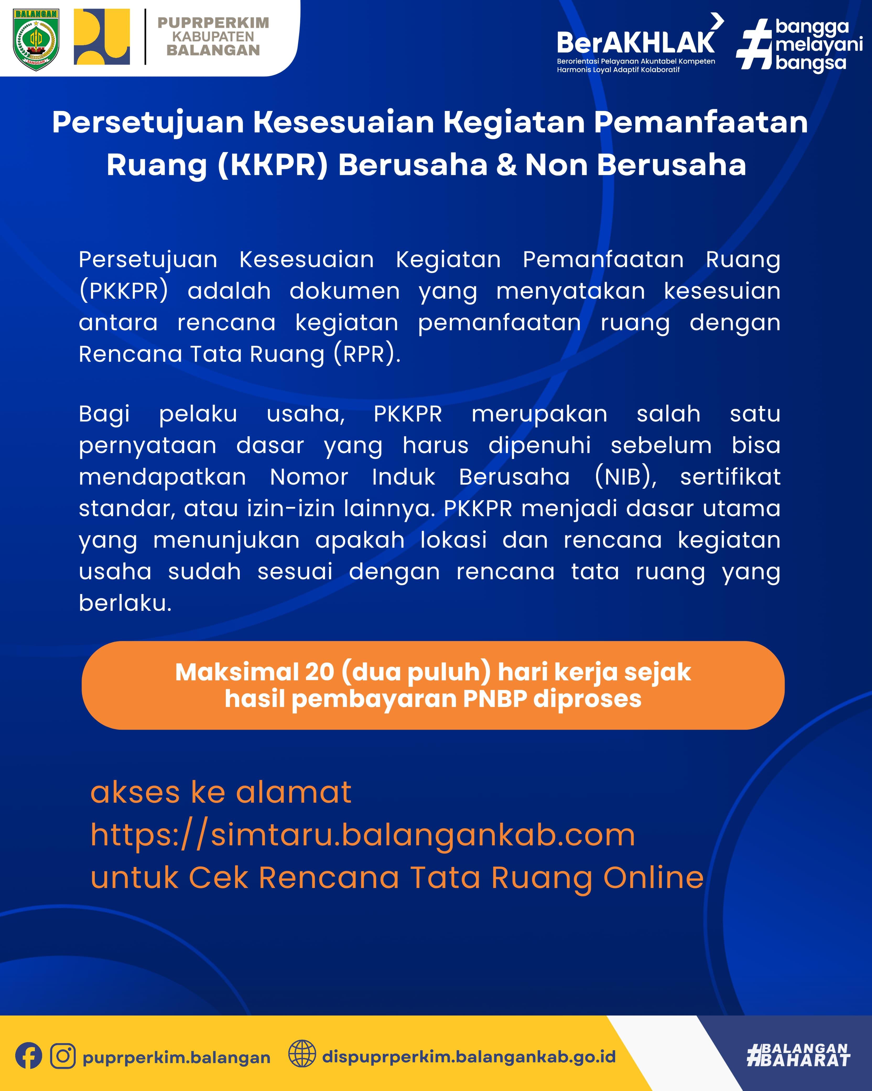 Layanan Persetujuan Kesesuaian Pemanfaatan Ruang (KKPR) Berusaha dan Non Berusaha